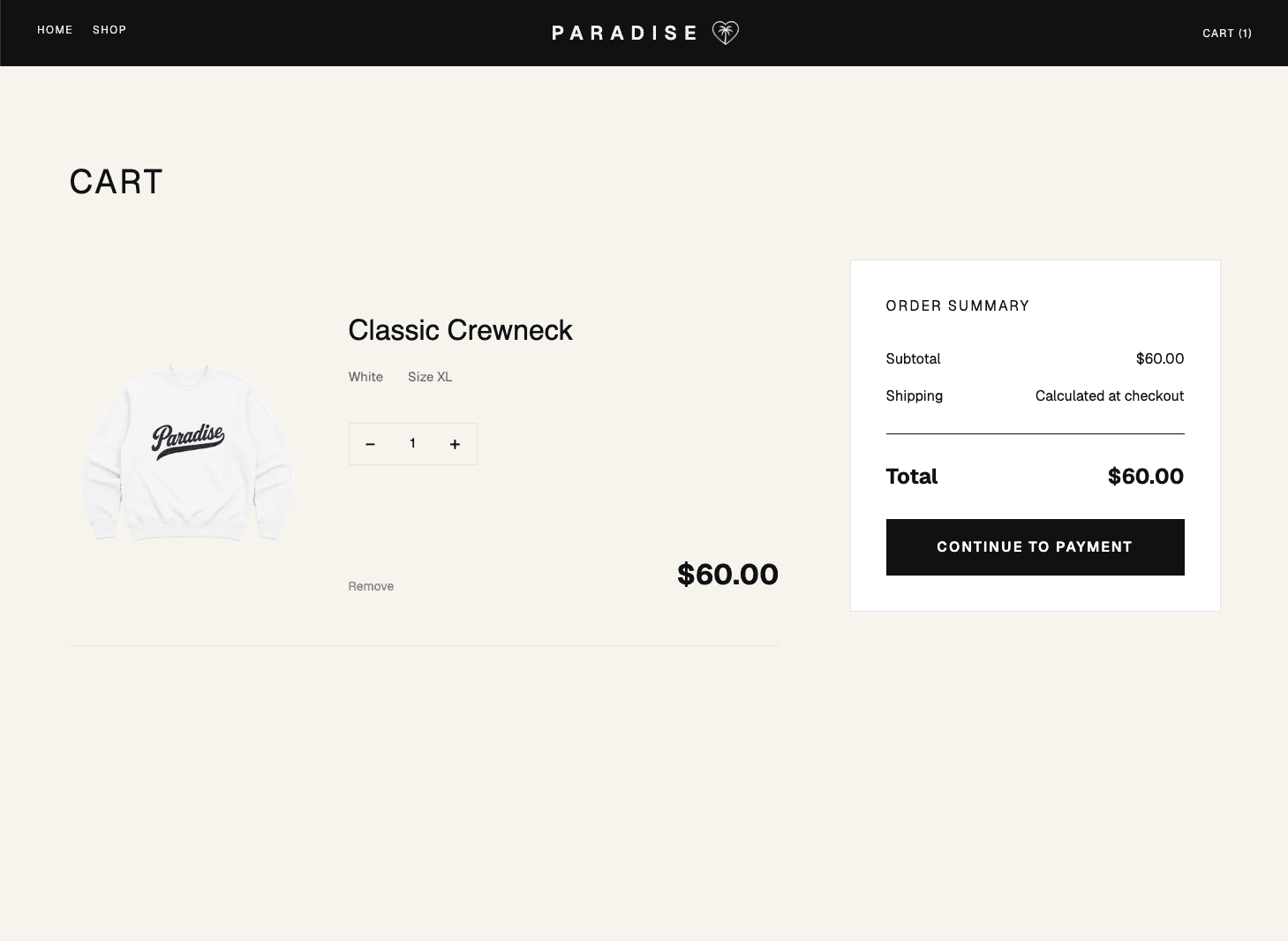 Paradise shopping cart