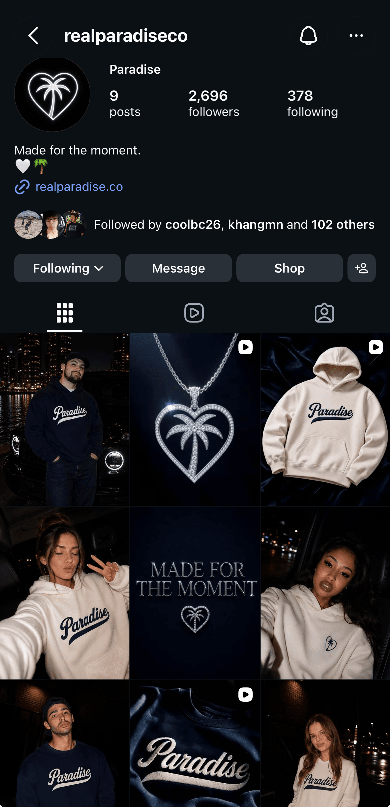 Paradise social media presence