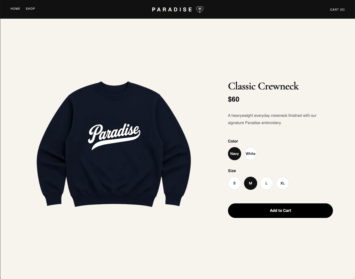 Paradise product page